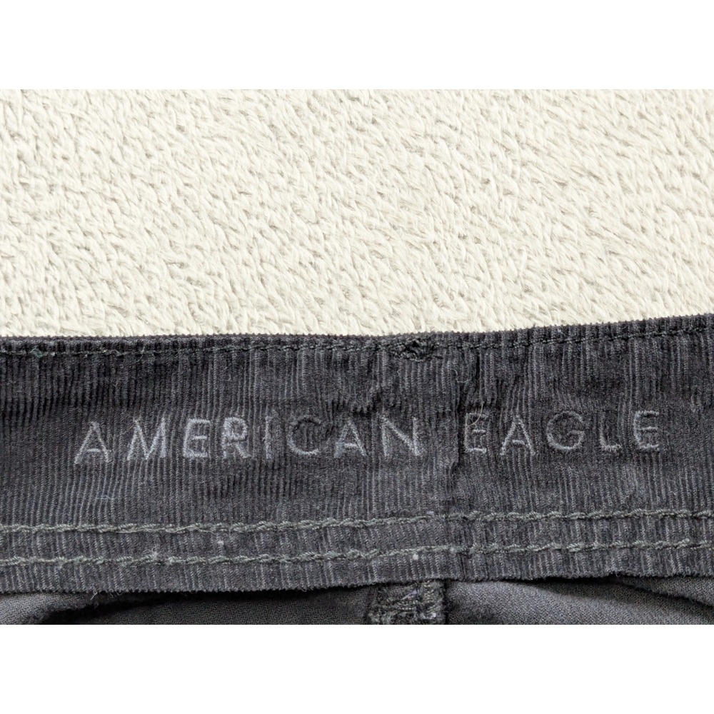 American Eagle Corduroy Cargo Jogger Pants Black Women 4 Short Button Fly Cotton - Picture 4 of 12